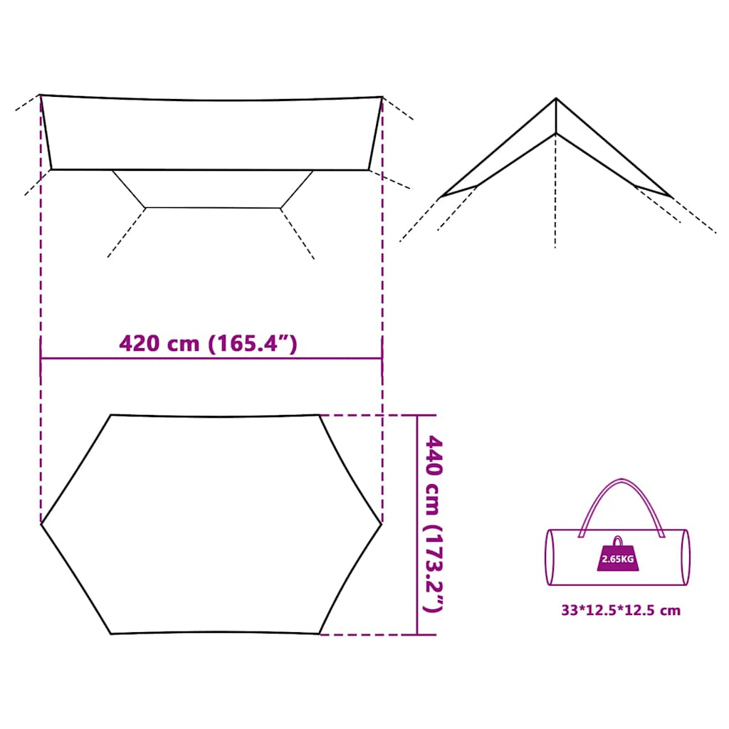 tarp 420x440 cm vandtæt blå