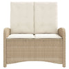havebænk med hynder og lænefunktion polyrattan beige