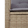 havebænk med hynder og lænefunktion polyrattan beige