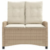 havebænk med hynder og lænefunktion polyrattan beige