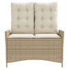 havebænk med hynder og lænefunktion polyrattan beige