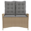 havebænk med hynder og lænefunktion polyrattan beige