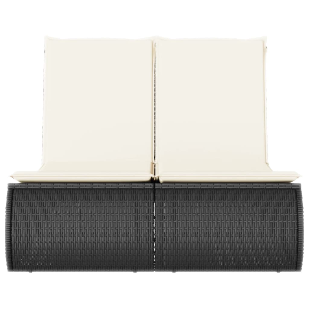 dobbelt loungesofa med hynder polyrattan sort