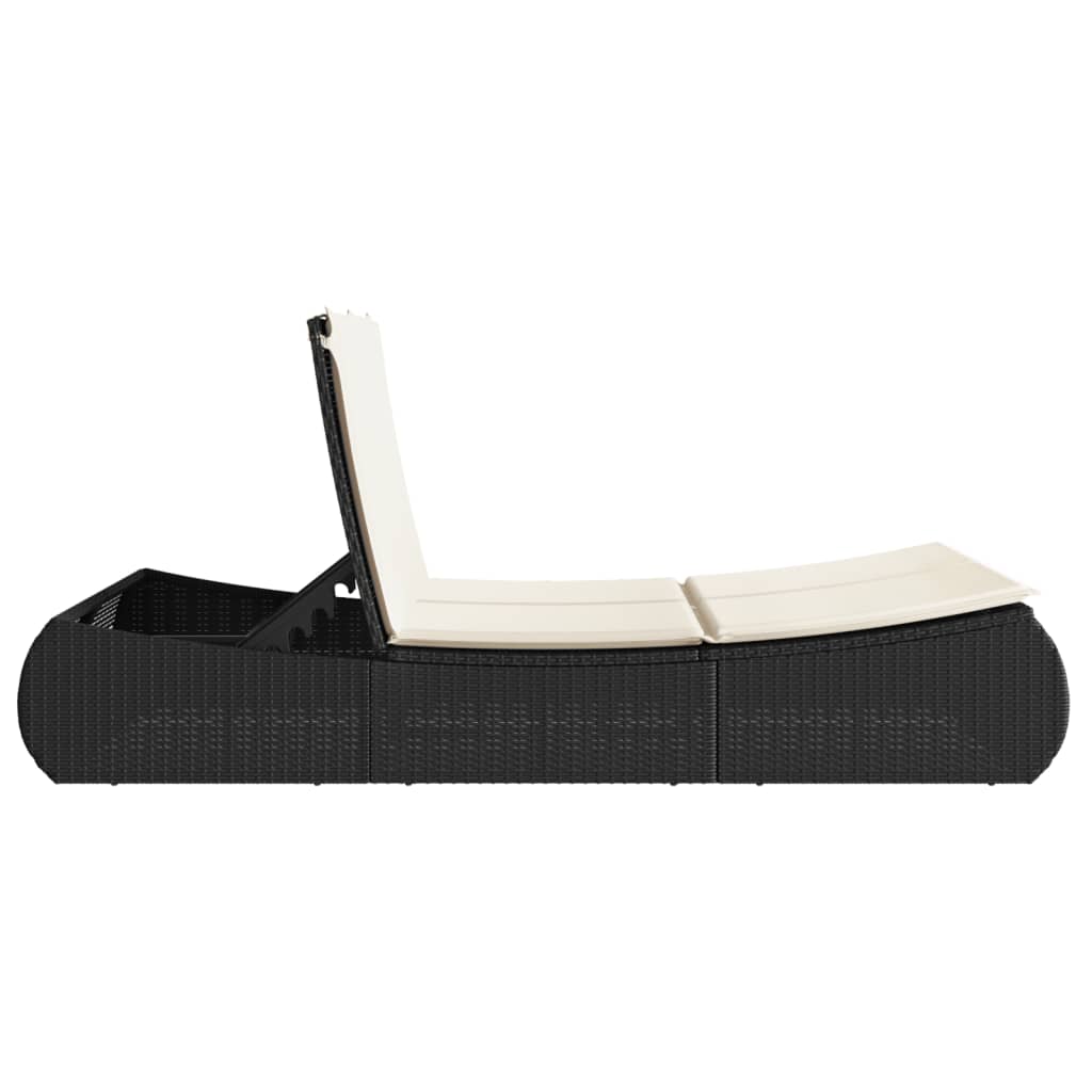 dobbelt loungesofa med hynder polyrattan sort