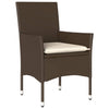 havestole med hynder 2 stk. polyrattan brun