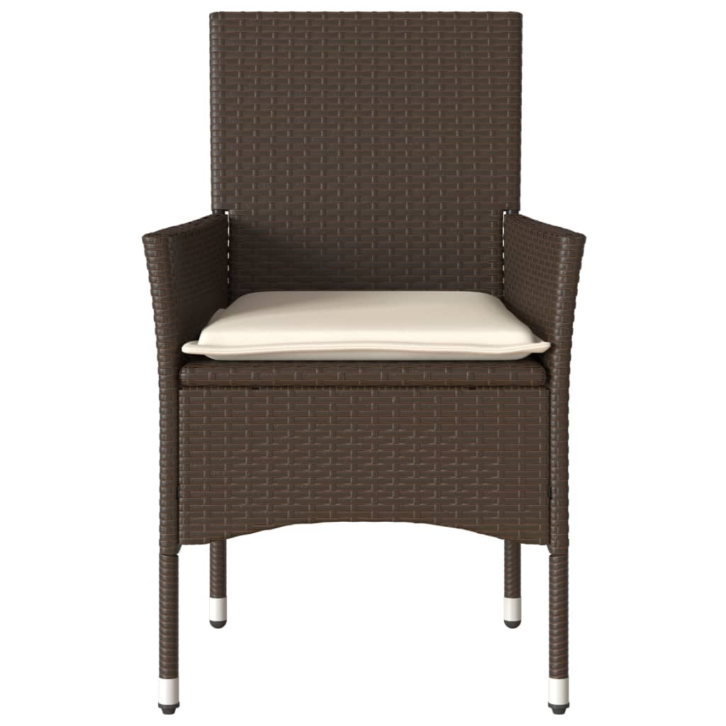 havestole med hynder 2 stk. polyrattan brun
