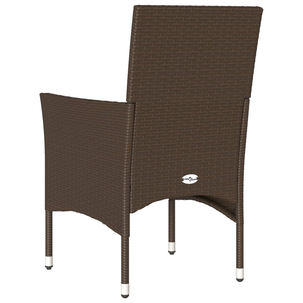 havestole med hynder 2 stk. polyrattan brun