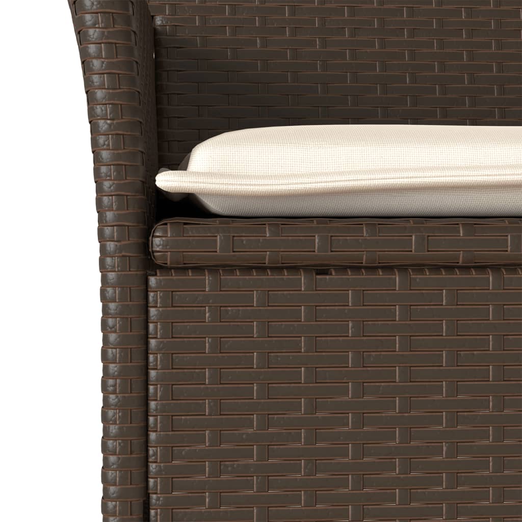 havestole med hynder 2 stk. polyrattan brun