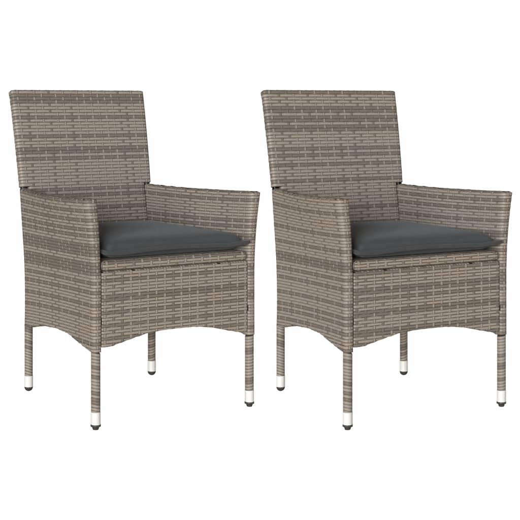 havestole med hynder 2 stk. polyrattan grå