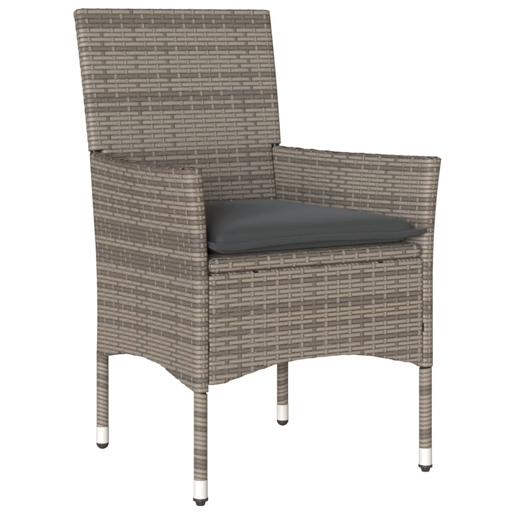 havestole med hynder 2 stk. polyrattan grå