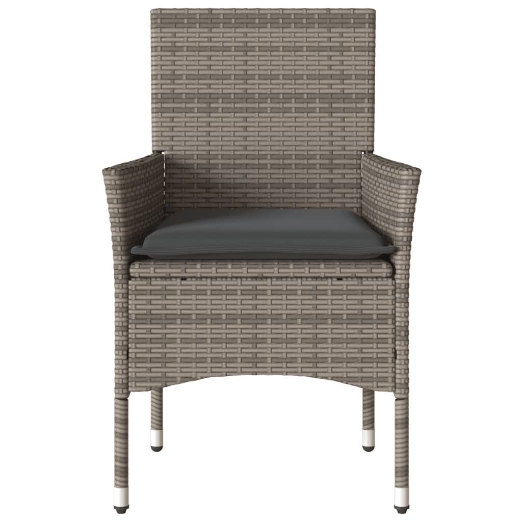 havestole med hynder 2 stk. polyrattan grå