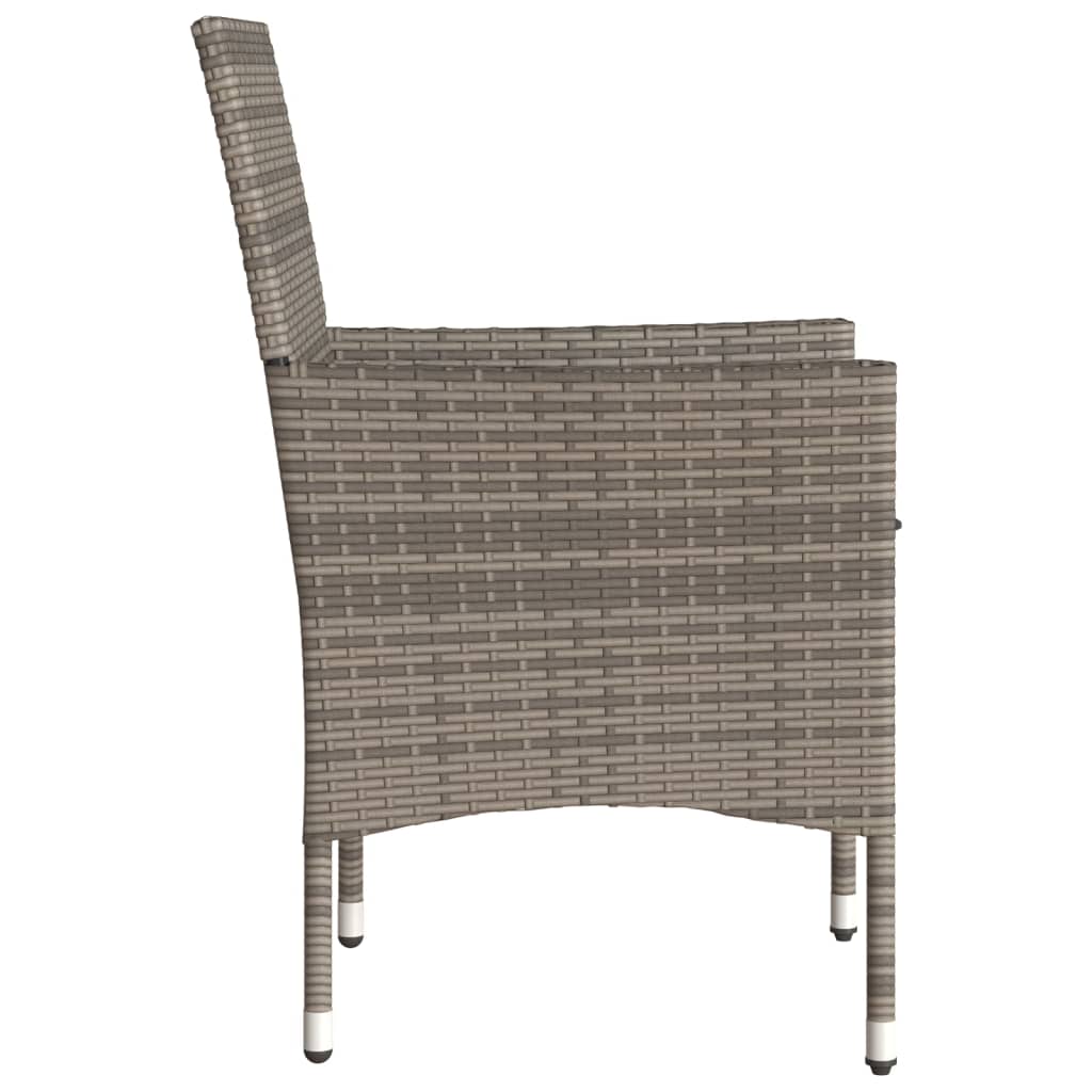 havestole med hynder 2 stk. polyrattan grå