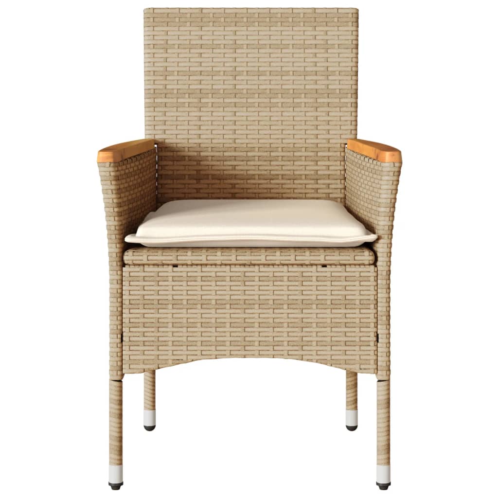 havestole med hynder 2 stk. polyrattan beige