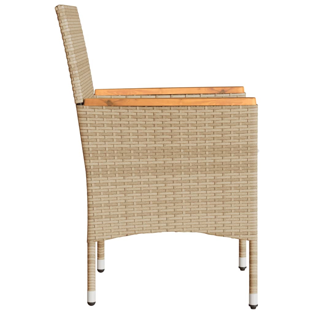havestole med hynder 2 stk. polyrattan beige