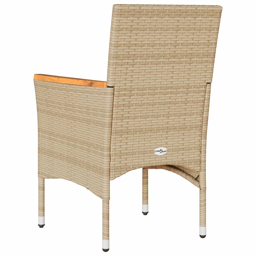 havestole med hynder 2 stk. polyrattan beige