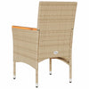 havestole med hynder 2 stk. polyrattan beige