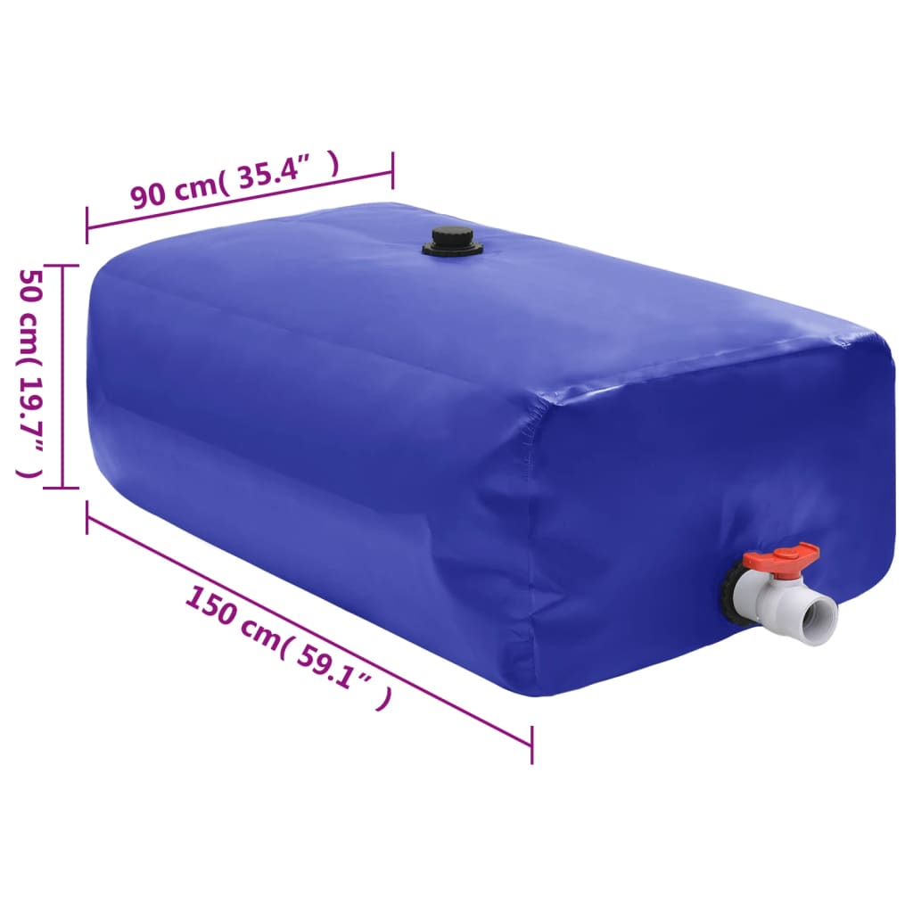 vandtank med hane sammenfoldelig 670 l PVC