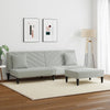 sofasæt 2 dele med puder velour lysegrå