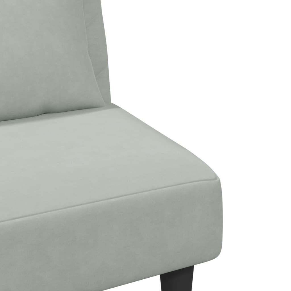 sofasæt 2 dele med puder velour lysegrå