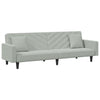 sofasæt 2 dele med puder velour lysegrå