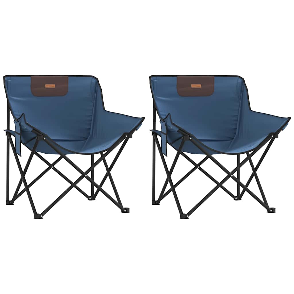 campingstole med lommer 2 stk. foldbar blå