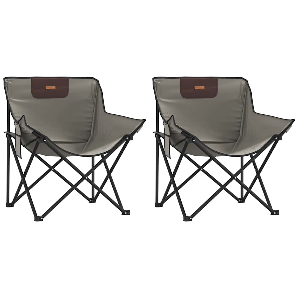campingstole med lommer 2 stk. foldbar grå