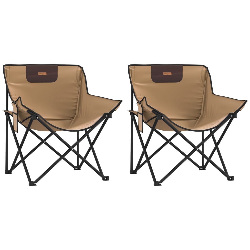 campingstole med lommer 2 stk. foldbar brun