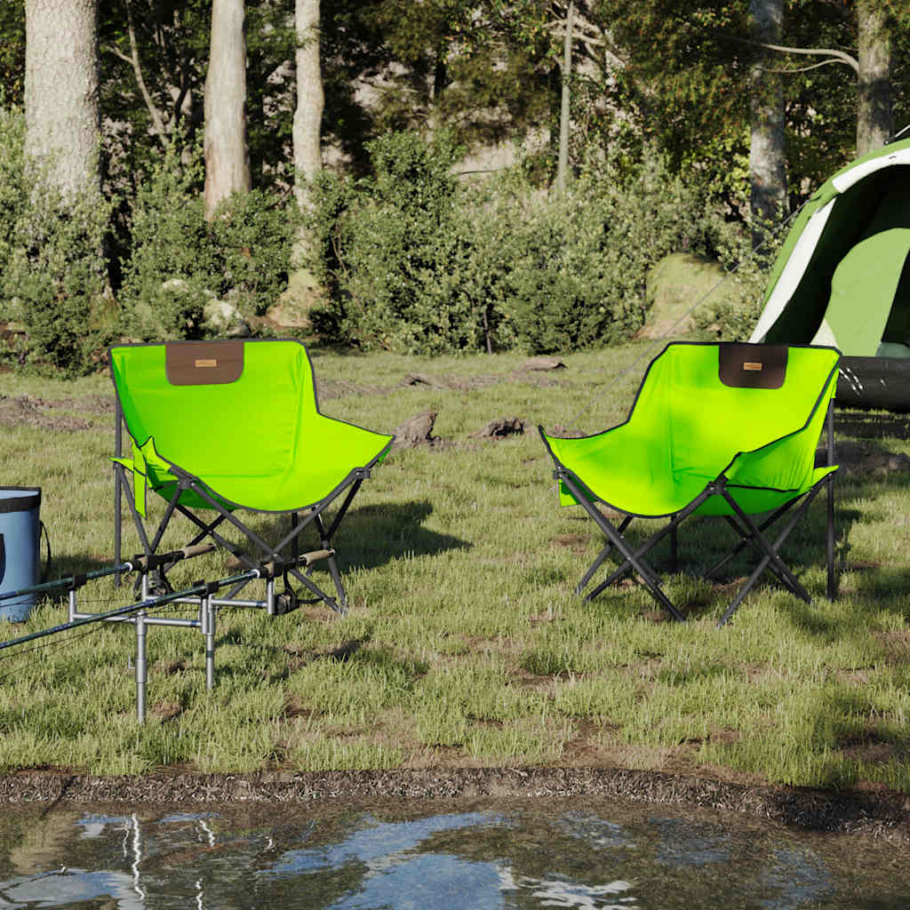 campingstole med lommer 2 stk. foldbar grøn