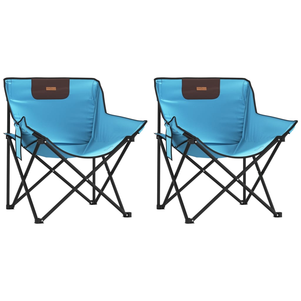 campingstole med lommer 2 stk. foldbar lyseblå