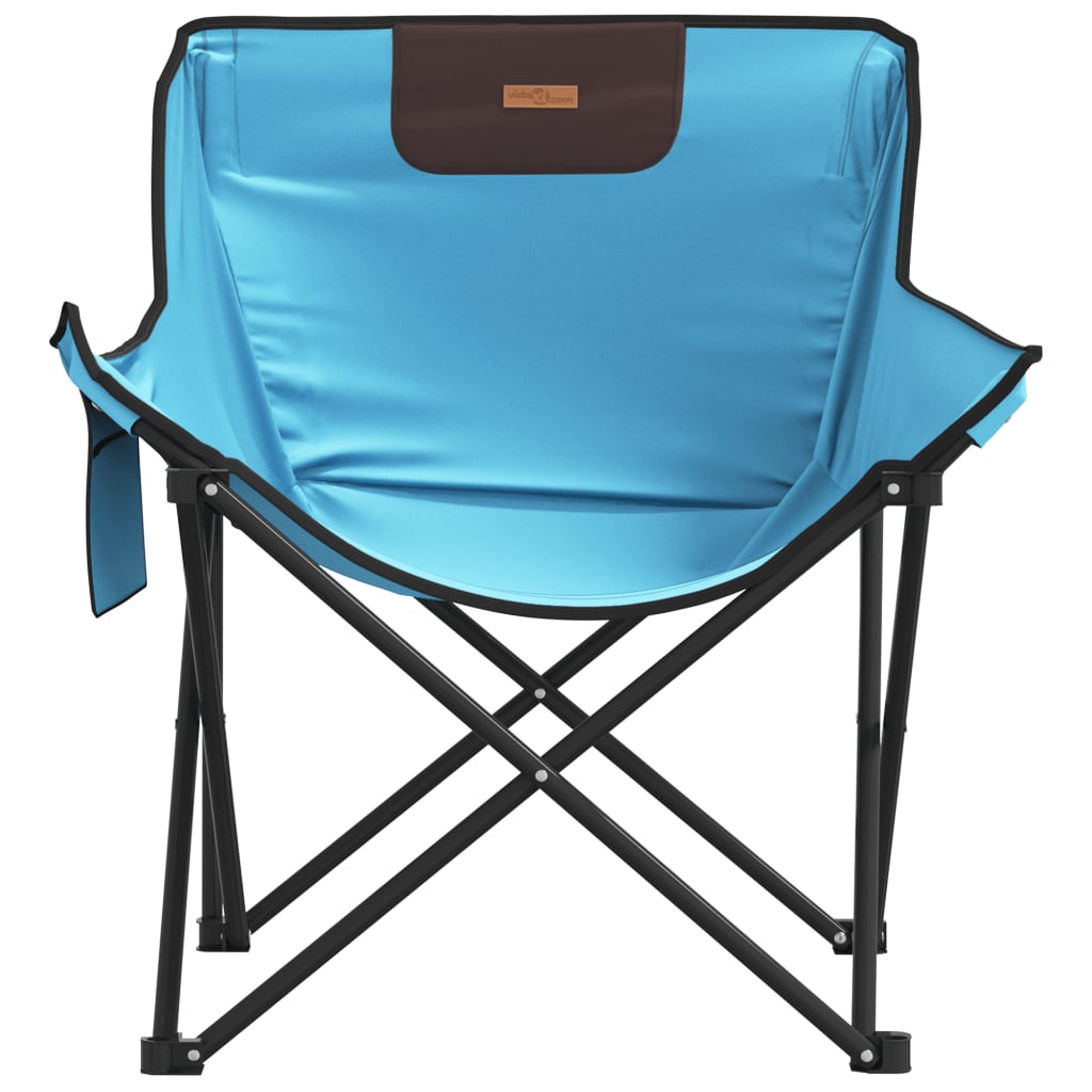 campingstole med lommer 2 stk. foldbar lyseblå