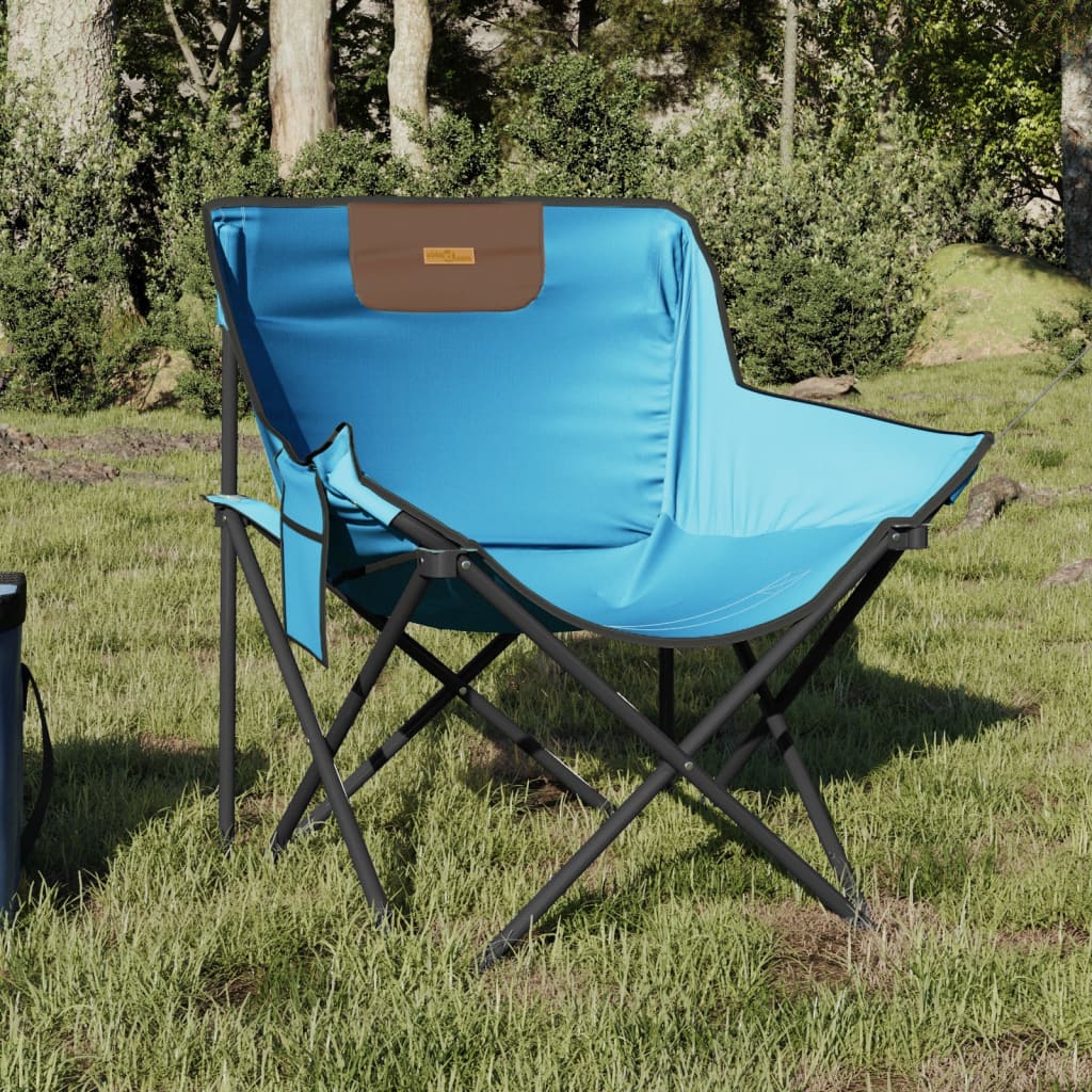 campingstole med lommer 2 stk. foldbar lyseblå