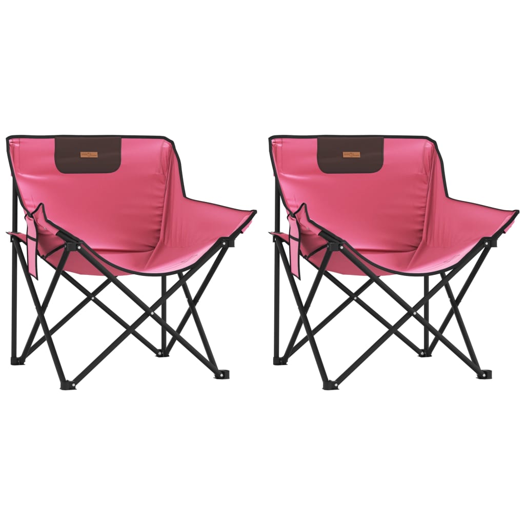 campingstole med lommer 2 stk. foldbar lyserød