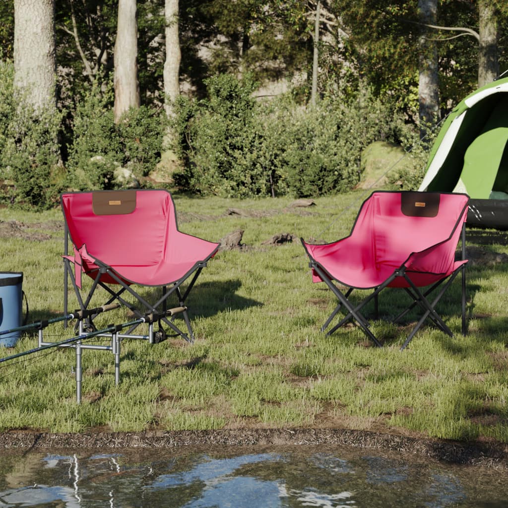 campingstole med lommer 2 stk. foldbar lyserød