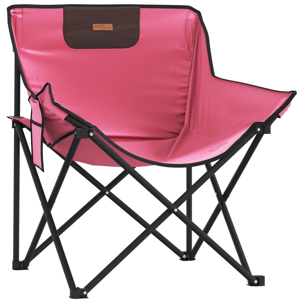 campingstole med lommer 2 stk. foldbar lyserød
