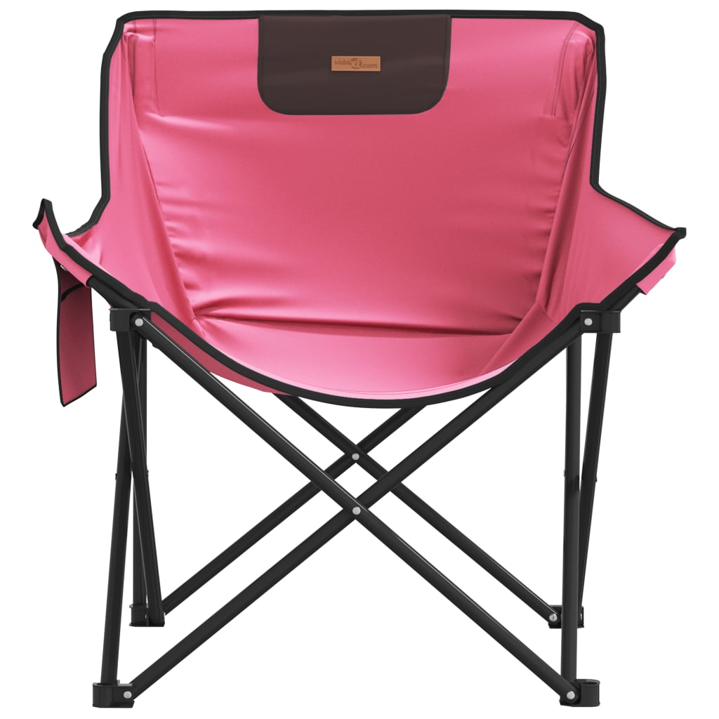 campingstole med lommer 2 stk. foldbar lyserød