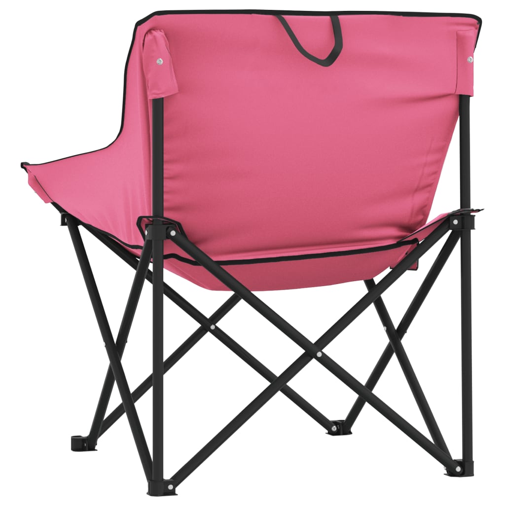 campingstole med lommer 2 stk. foldbar lyserød