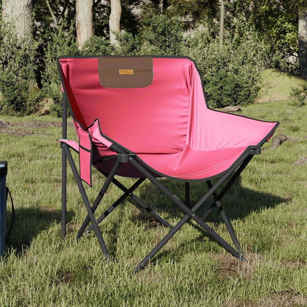 campingstole med lommer 2 stk. foldbar lyserød
