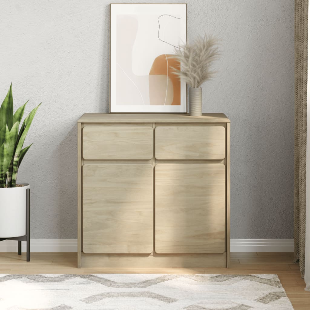 skænk SAUDA 80x43x75,5 cm massivt fyrretræ egetræsfarvet