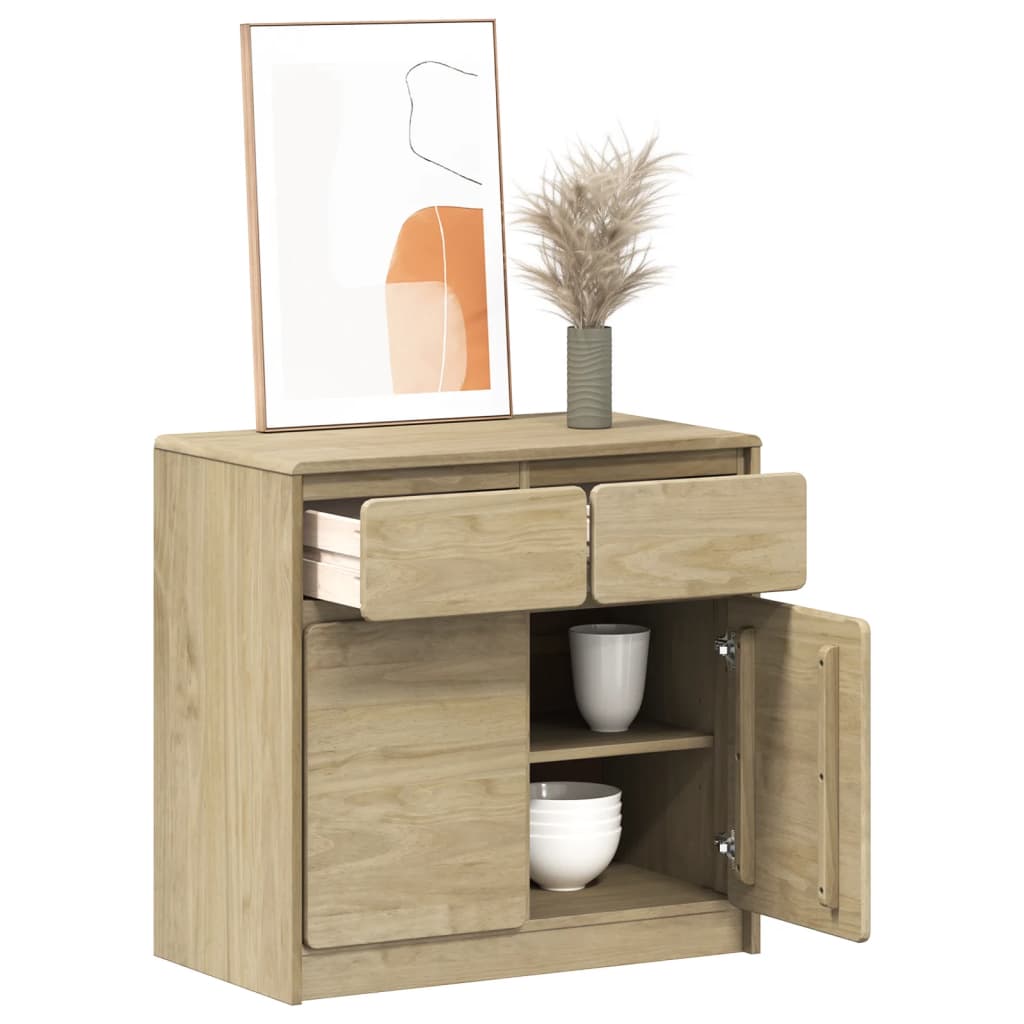 skænk SAUDA 80x43x75,5 cm massivt fyrretræ egetræsfarvet