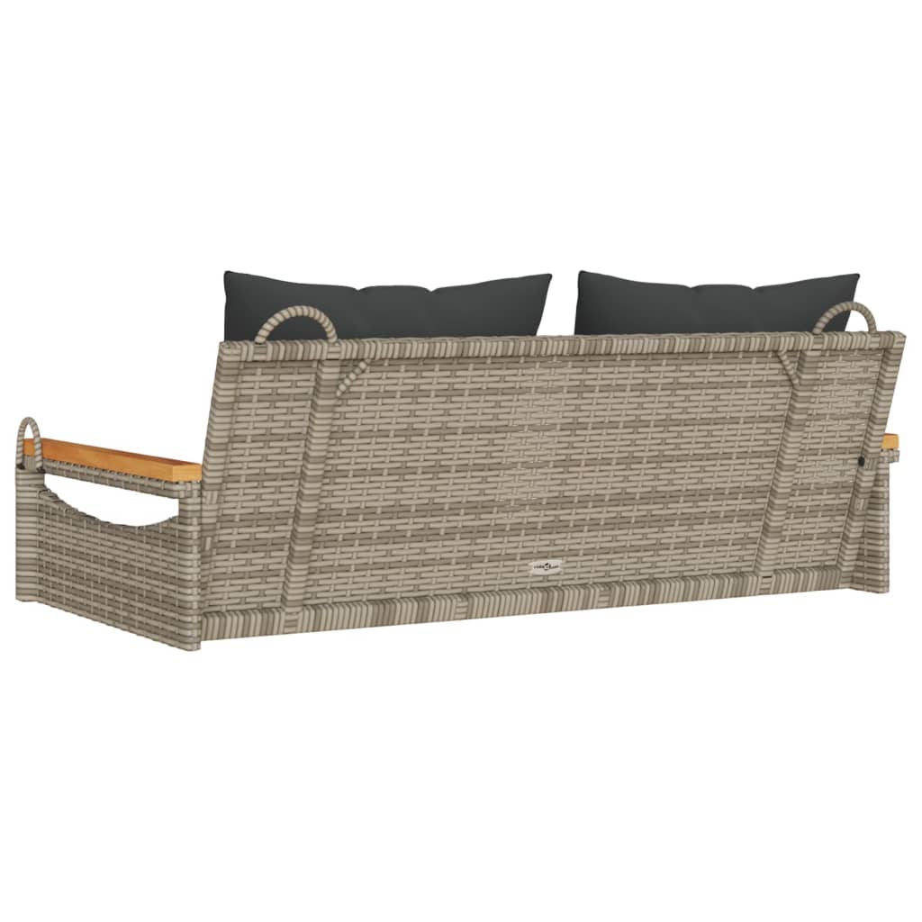 gyngebænk med hynder 109x62x40 cm polyrattan grå