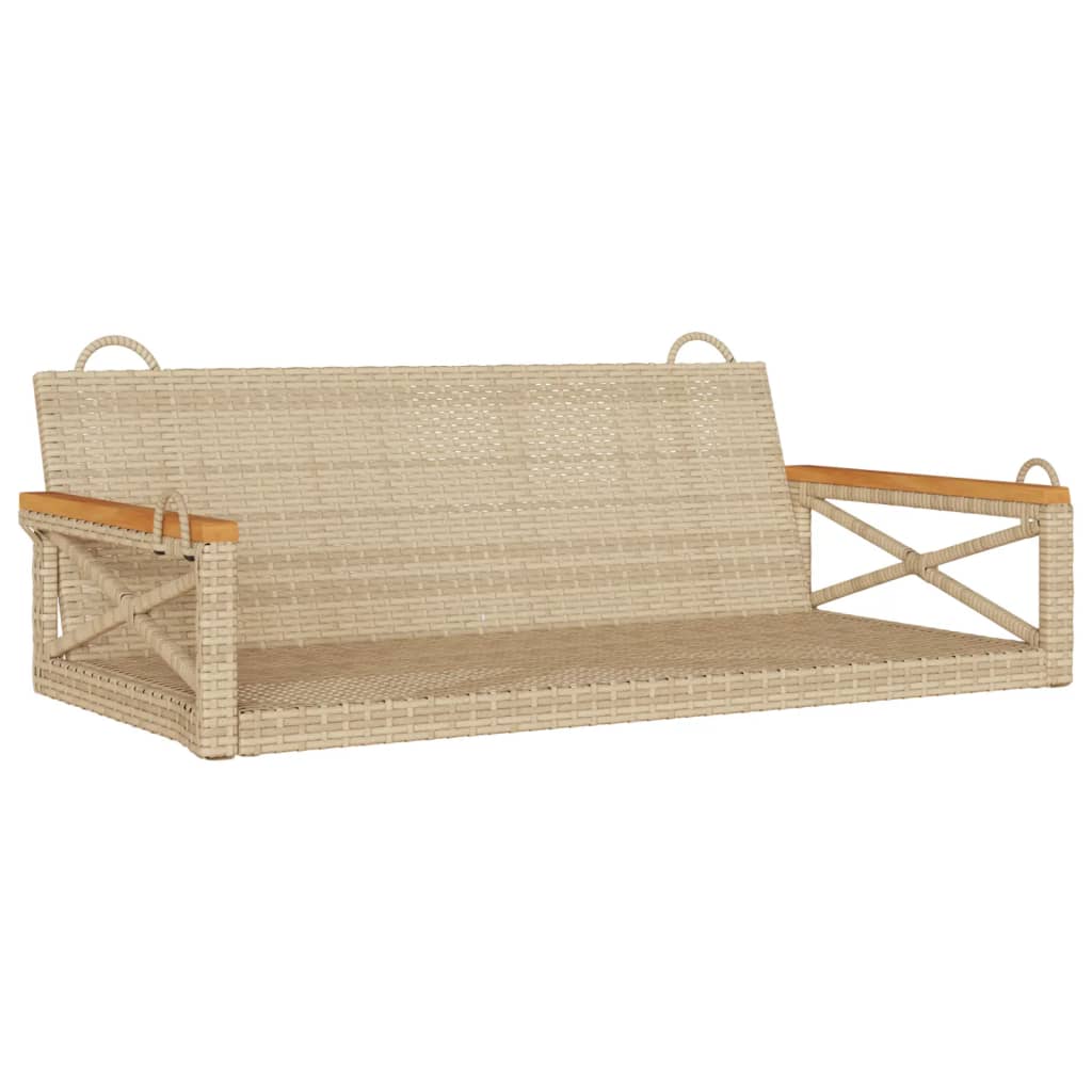 gyngebænk 109x62x40 cm polyrattan beige