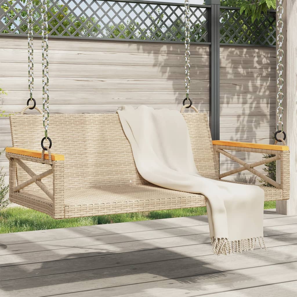 gyngebænk 109x62x40 cm polyrattan beige