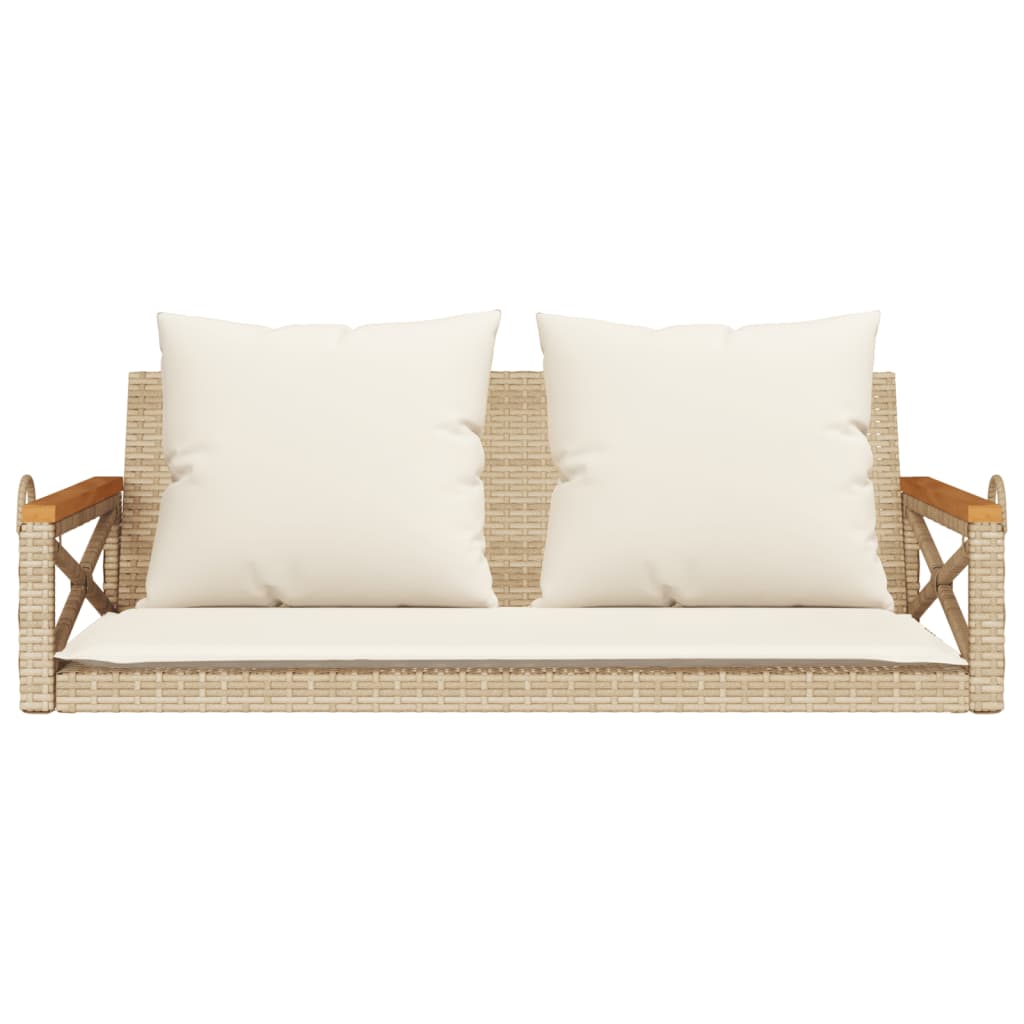 havebænk med hynder 109x62x40 cm polyrattan beige