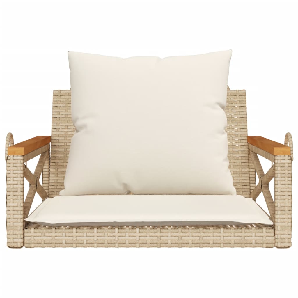 gyngebænk med hynder 63x62x40 cm polyrattan beige
