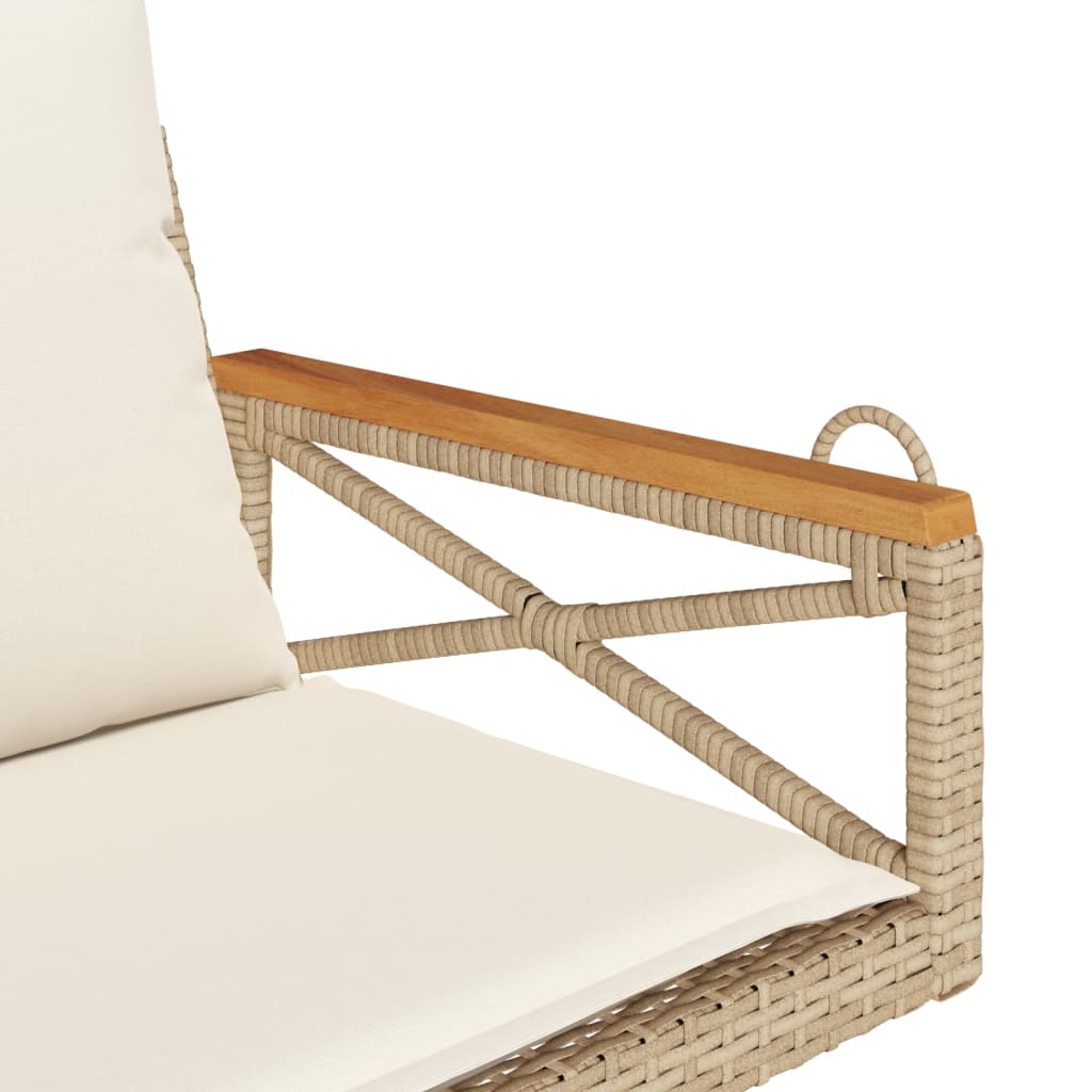 gyngebænk med hynder 63x62x40 cm polyrattan beige