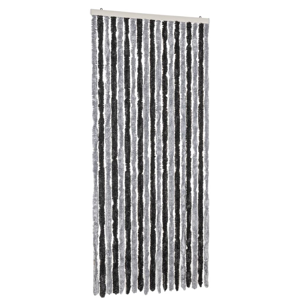 flueforhæng 56x200 cm chenille grå og sort