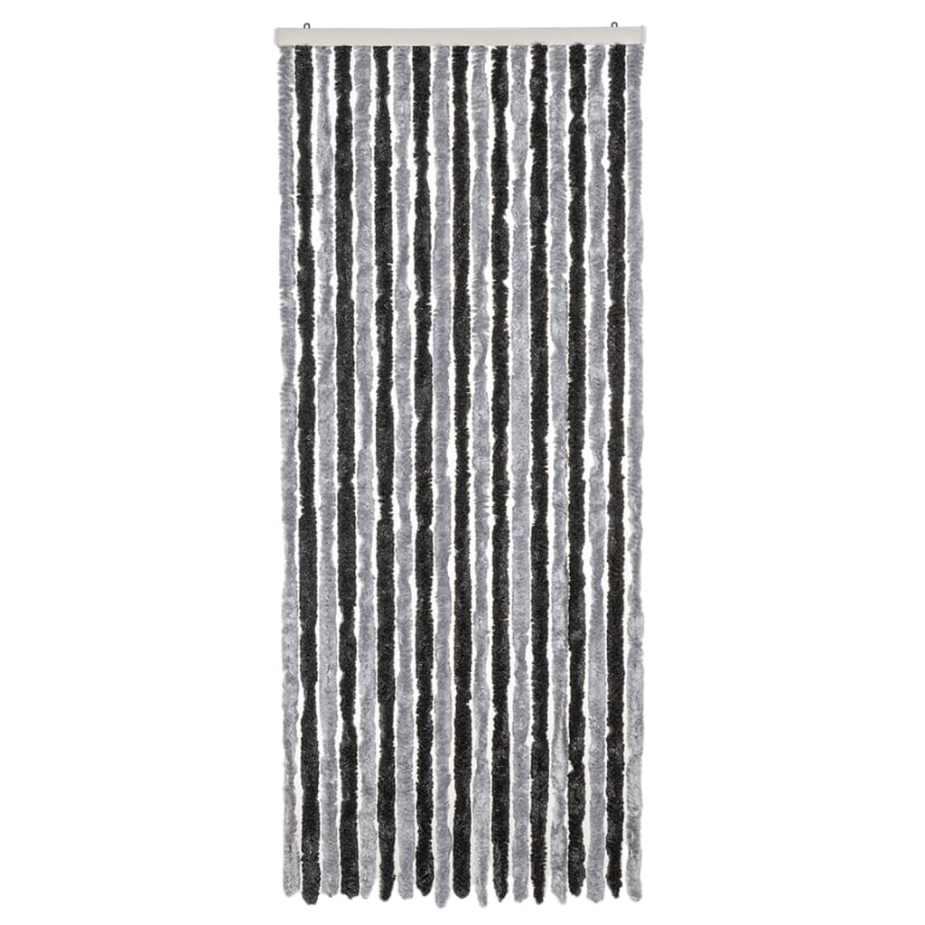 flueforhæng 56x200 cm chenille grå og sort