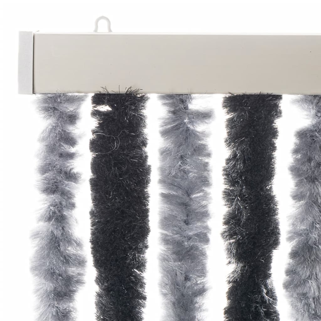 flueforhæng 56x200 cm chenille grå og sort