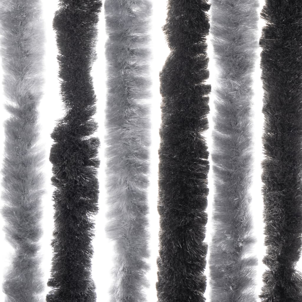 flueforhæng 56x200 cm chenille grå og sort