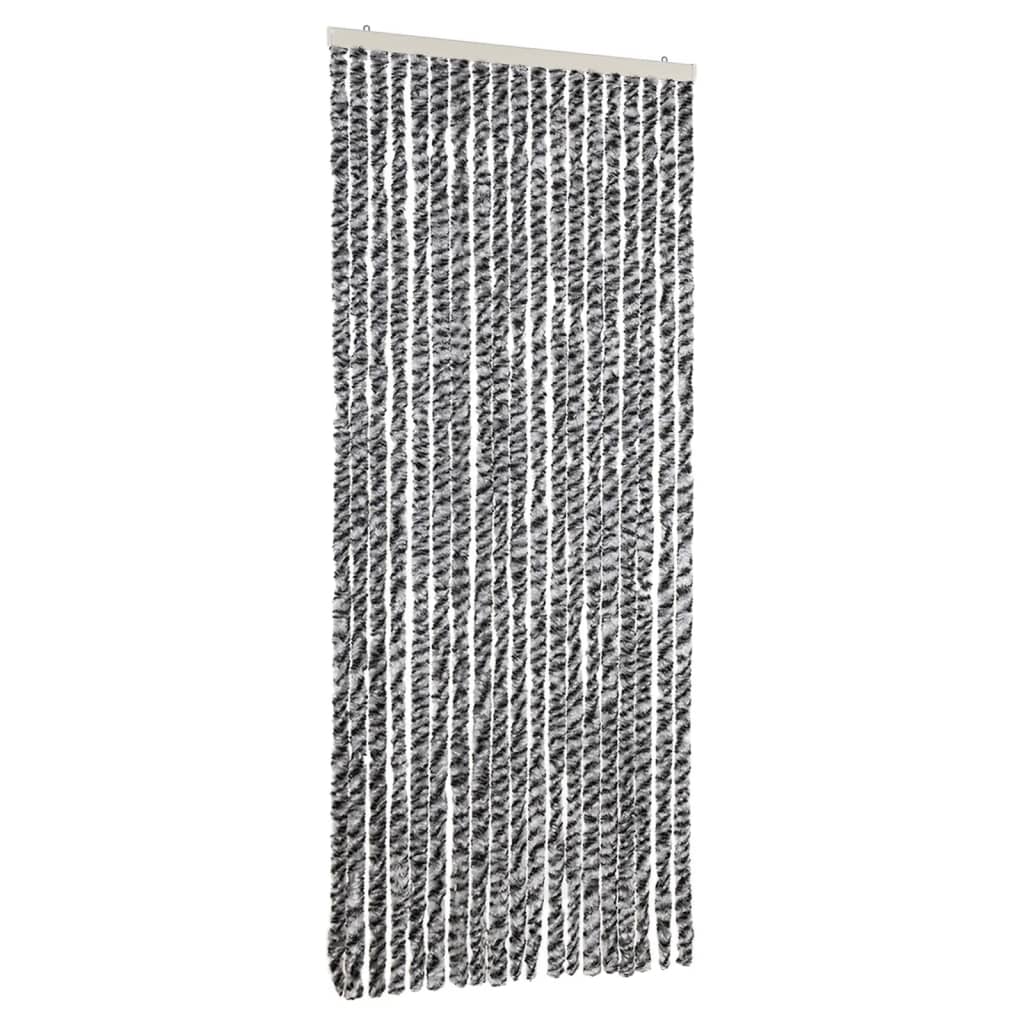 flueforhæng 56x200 cm chenille sort og hvid